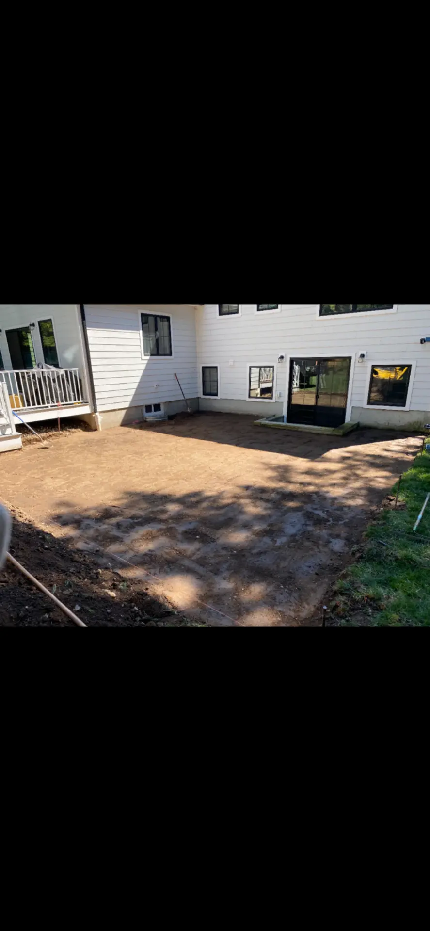 Backyard prepared before a Sierra paver patio installation